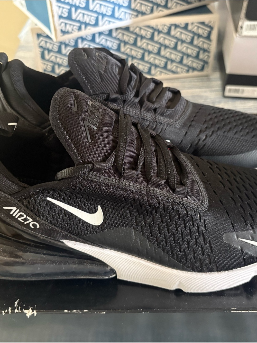 Nike Air Max 270 Men's Black with White Swoosh Athletic Sneakers